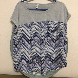 Capped Sleeve Mixed Media Blouse (XXL)